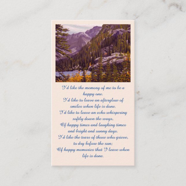 Memorial Sympathy Picture Remembrance Card (Front)