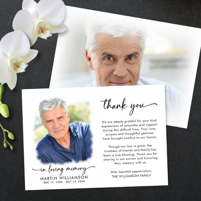 Memorial Thank You 2 Photos In Loving Memory Card (Creator Uploaded)