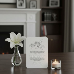 Memorial Thank You Card with Floral Line Art 