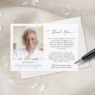 Memorial Thank You In Loving Memory Photo Card