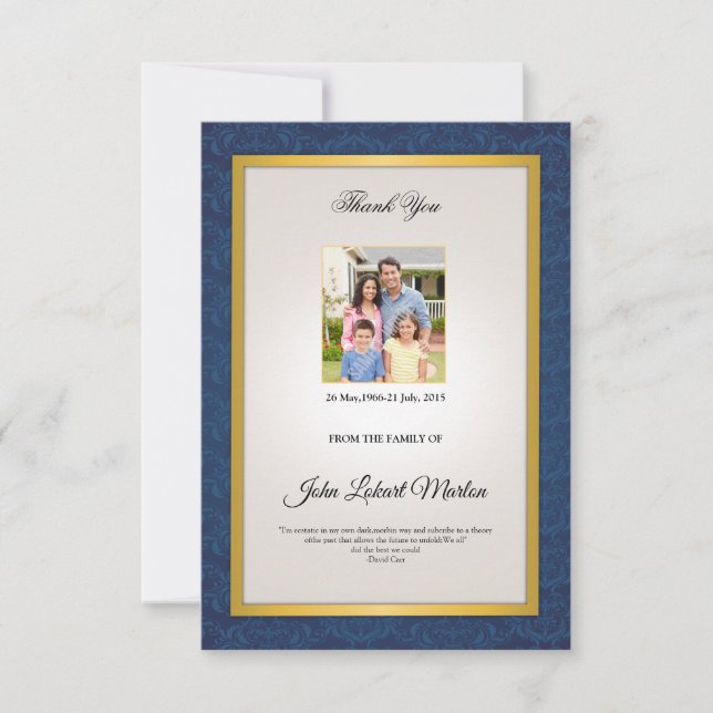 Memorial Thank You Photo Card (Front)