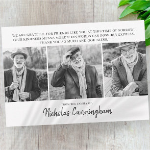 Memorial Three Custom Photo and Message Thank You  Card