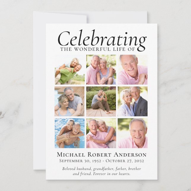 Memorial Tribute 9 Photo Collage Keepsake  Thank You Card (Front)