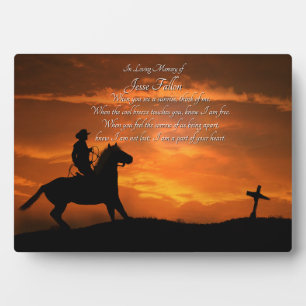 Memorial Tribute Cowboy and Horse Spiritual Plaque