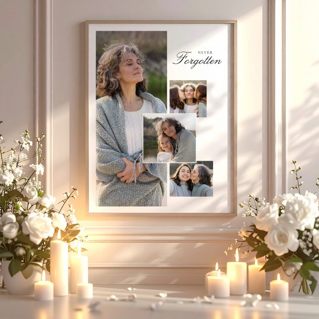 Memorial Tribute Photo Collage Bereavement Gift Poster (Memorial Tribute Photo Collage Bereavement Gift Poster, Funeral Favors)