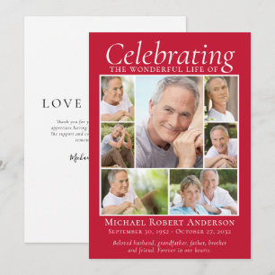 Memorial Tribute Photo Collage Keepsake Thank You  Card