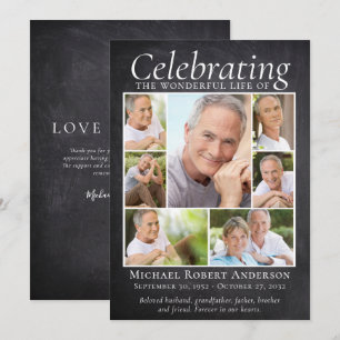 Memorial Tribute Photo Collage Slate Thank You Card