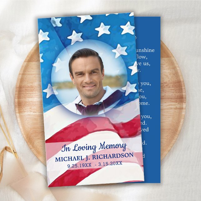 Memorial US Flag Veteran Funeral Prayer Card (Creator Uploaded)