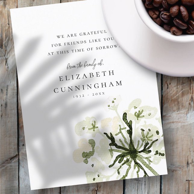 Memorial Watercolor Botanicals Floral Elegant Chic Postcard (Creator Uploaded)