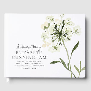 Memorial Watercolor Flower Botanicals Elegant Chic Guest Book