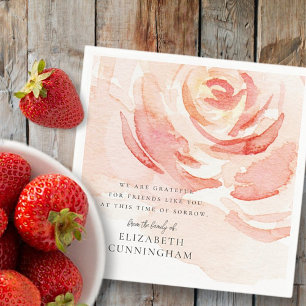 Memorial Watercolor Rose Flower Elegant Chic Napkin