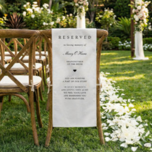 Memorial Wedding Chair Fabric Sign Reserved Banner Short Table Runner