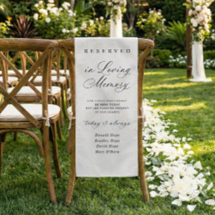 Memorial Wedding Fabric Chair Sign Reserved Cloth