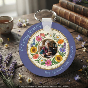 Memorial Wildflower Periwinkle Keychain