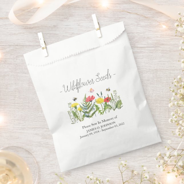 Memorial Wildflower Seed Funeral  Favour Bag (Clipped)