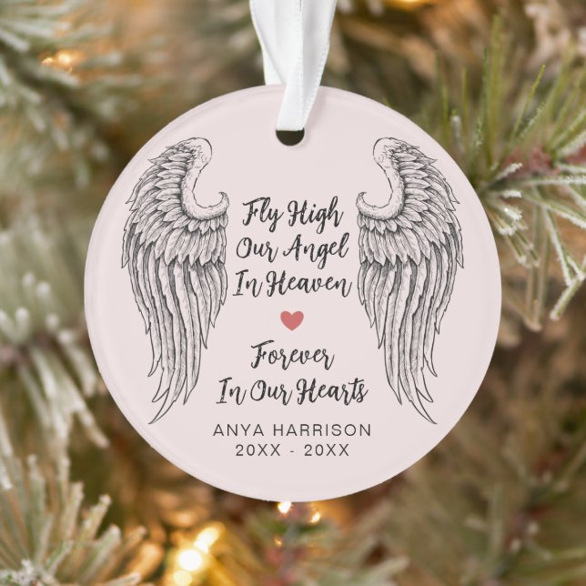 Memorial Wings Fly High Our Angle In Heaven Photo Ornament (Tree)