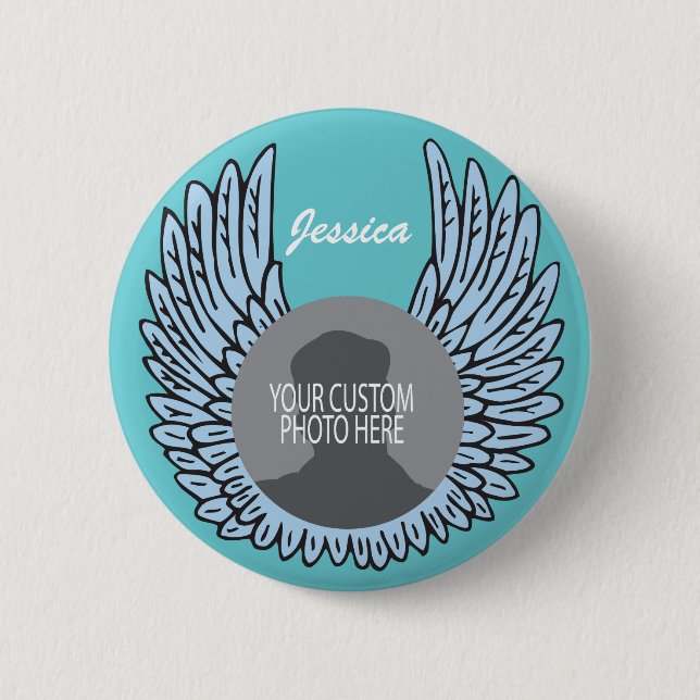 Memorial Wings Keepsake custom photo 2 Inch Round Button (Front)