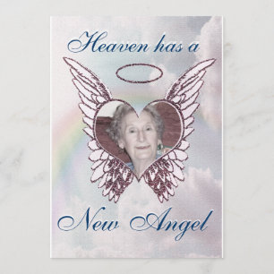 Memorial with Angel Wings and Heart Invitation
