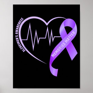 Memories alzheimer’s awareness purple ribbon poster