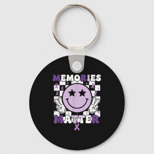 Memories alzheimer's awareness purple ribbon  keychain