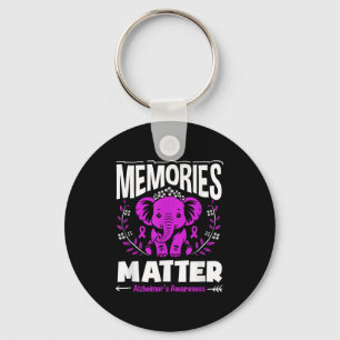 Memories alzheimer's awareness support elephant  keychain
