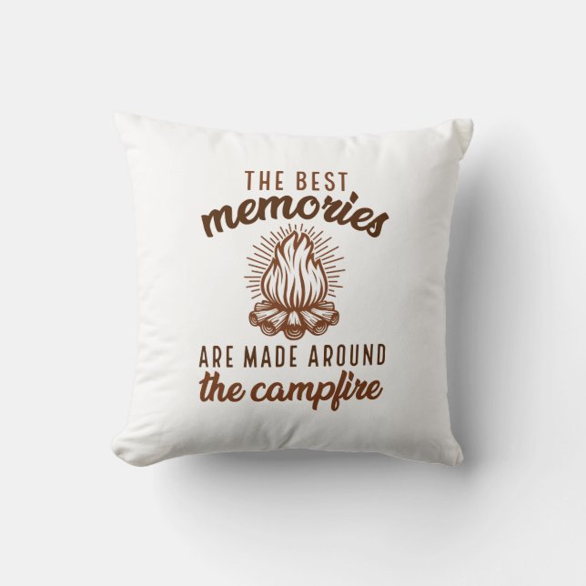 Memories Campfire Throw Pillow (Front)