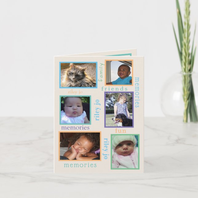 Memories Colourful 6 Photo Any Occasion Thank You Card (Front)