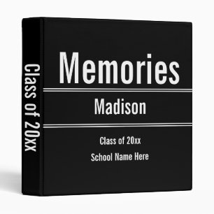 Memories Graduation Black and White Graduate Binder