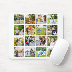 Memories in Motion: Customizable 16 Photo Collage Mouse Pad