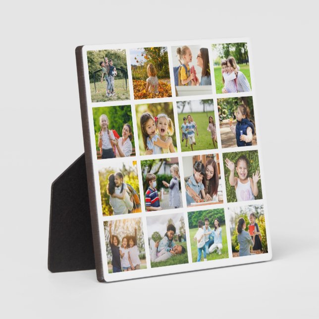Memories in Motion: Customizable 16 Photo Collage Plaque (Front)
