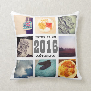 Memories Instagram Photo Collage 2016 Bring It On Throw Pillow