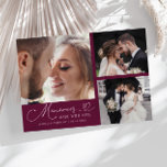 Memories Made With Love Wedding Cranberry Photo Thank You Card<br><div class="desc">Modern and elegant wedding thank you photo card featuring a text that says "Memories made with love." You can add another photo on the back with a message. Cranberry.</div>
