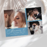 Memories Made With Love Wedding Denim Blue Photo Thank You Card<br><div class="desc">Modern and elegant wedding thank you photo card featuring a text that says "Memories made with love." You can add another photo on the back with a message. Denim blue.</div>
