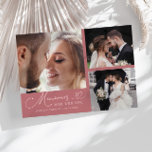 Memories Made With Love Wedding Pink Multi Photo Thank You Card<br><div class="desc">Modern and elegant wedding thank you photo card featuring a text that says "Memories made with love." You can add another photo on the back with a message. Pink.</div>