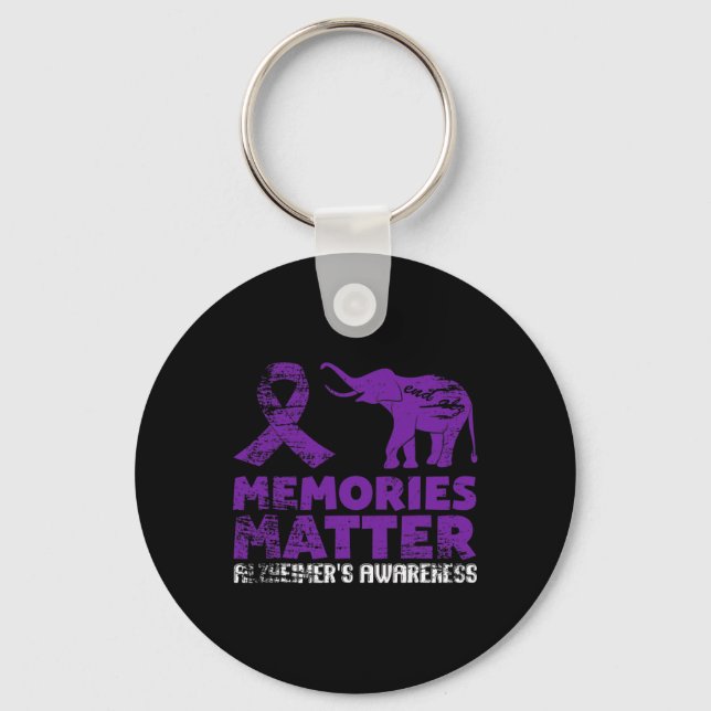Memories Matter Alzheimer  - Purple Elephant 1 Keychain (Front)