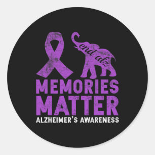 Memories Matter Alzheimer  - Purple Elephant  Classic Round Sticker