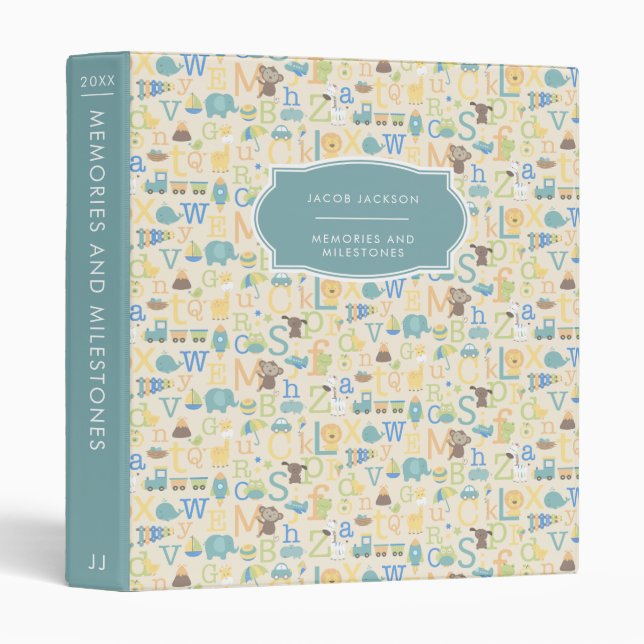 Memories & Milestones Baby Book Binder for Boys (Front/Spine)