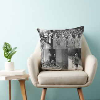 Memories of The Tour de France Collage Cycling Throw Pillow