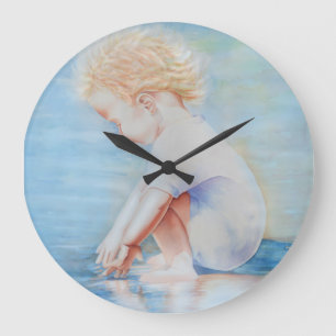 Memories of you, watercolor child’s portrait large clock