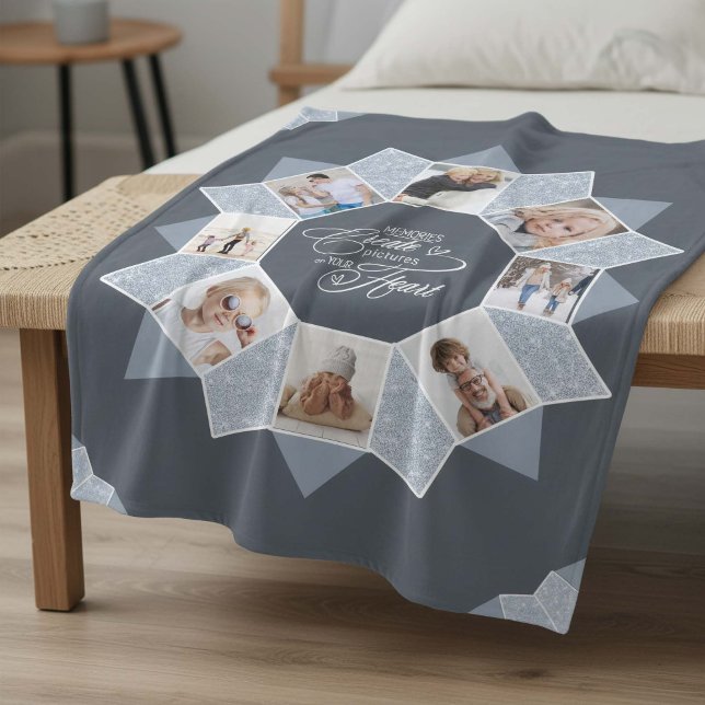 Memories Photo Collage Blue ID1016 Fleece Blanket (Creator Uploaded)