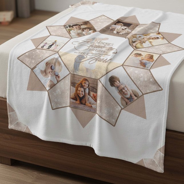Memories Photo Collage Earth Tones ID1016 Fleece Blanket (Creator Uploaded)