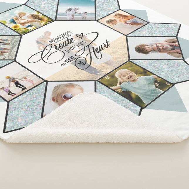 Memories Photo Collage Sea Glass ID1016 Sherpa Blanket (3/4)