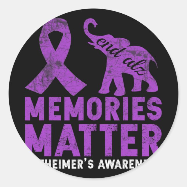 Memories Problem Heimerheimer - Purple Elephant  Classic Round Sticker (Front)