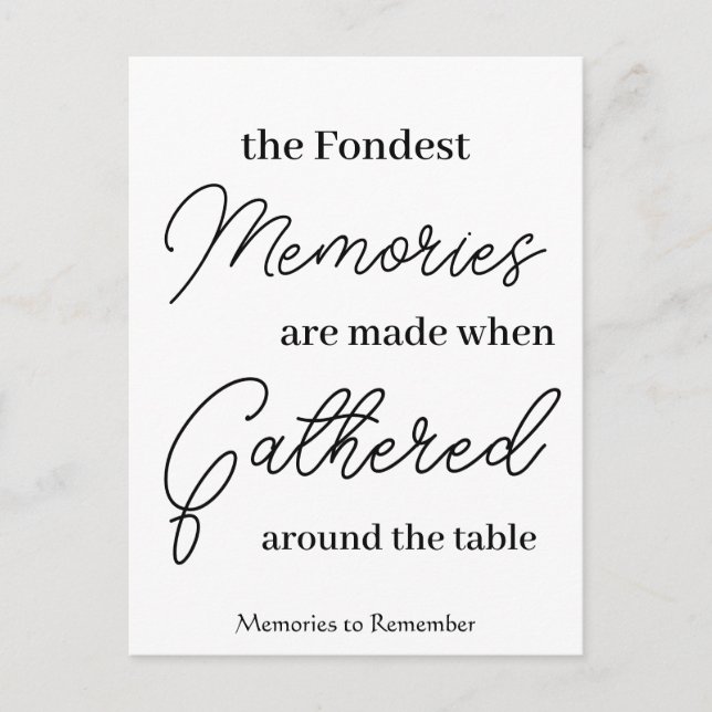 Memories to Remember Postcard (Front)