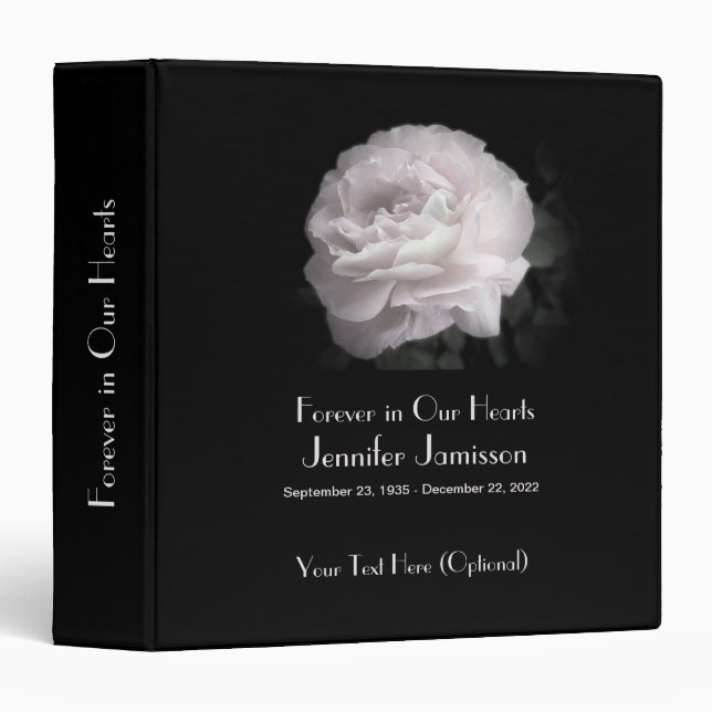 Memory Book, Pale Pink Rose Forever in our Hearts Binder (Front/Spine)