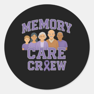 Memory Care Crew Varsity Style Heimerheimer’s Awar Classic Round Sticker