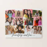 Memory collage fun personalized 12 photo jigsaw puzzle<br><div class="desc">A fun collage of 12 photos is a great way to remember the special times. With custom text in a handwritten look, this photo collage puzzle also includes room for a year or other text. Celebrate senior year, a vacation, a sports season or anything with this great gift idea. Perfect...</div>