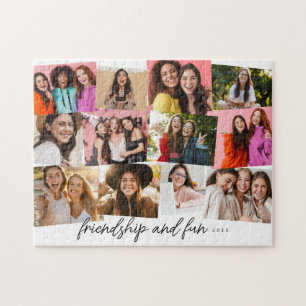 Memory collage fun personalized 12 photo jigsaw puzzle
