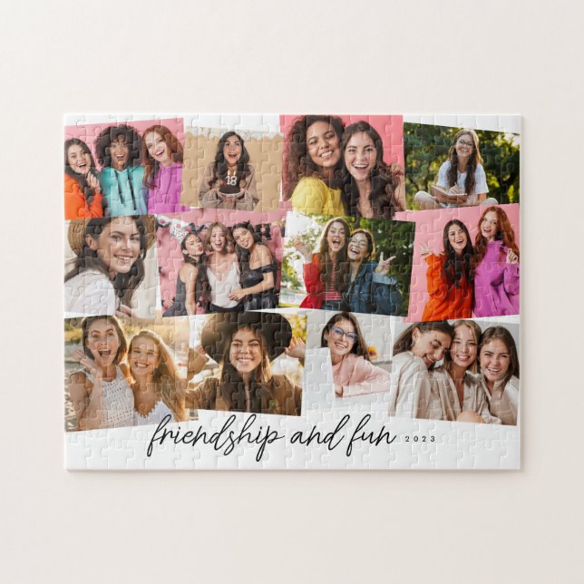 Memory collage fun personalized 12 photo jigsaw puzzle (Horizontal)