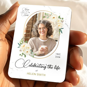 Memory Floral Elegant Photo, Celebration of Life  Magnet